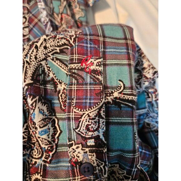 ROBERT GRAHAM Classic Fit Thrill Seeker Paisley Skulls Flip Cuff Shirt 1XLT - Picture 10 of 11